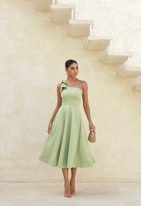 VESTIDO LAYS MIDI LAÇO - VERDE CLARO