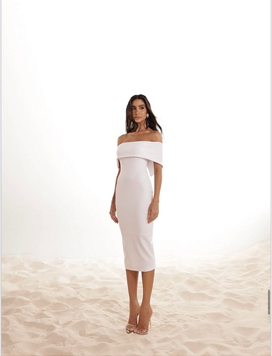VESTIDO GABRIELE MIDI OMBRO A OMBRO - BRANCO