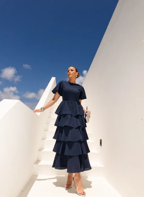 VESTIDO LU CAMADAS - AZUL MARINHO