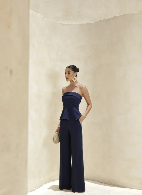 CONJUNTO BLUSA E CALÇA BARCELONA ALFAIATARIA - AZUL