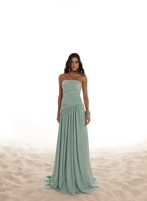 VESTIDO DE FESTA DINAMARCA LONGO CAPA DRADEAPA - VERDE MENTA