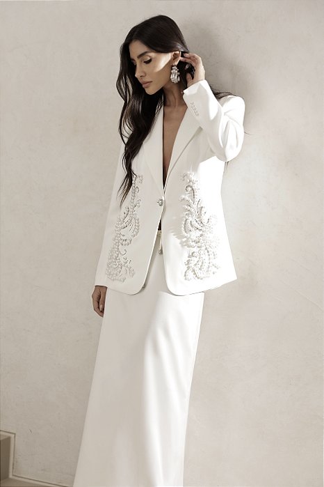 BLAZER BORDADO PÉROLAS CELEBRATION - OFF WHITE