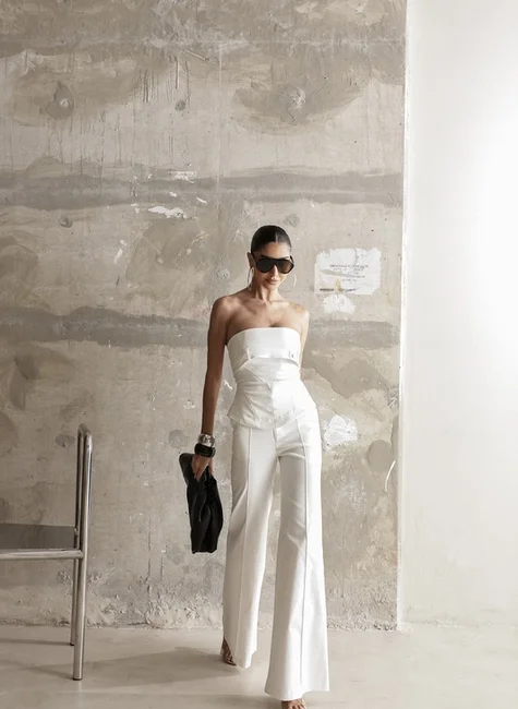 CONJUNTO ROMA CORSET CALÇA VINCO - BRANCO