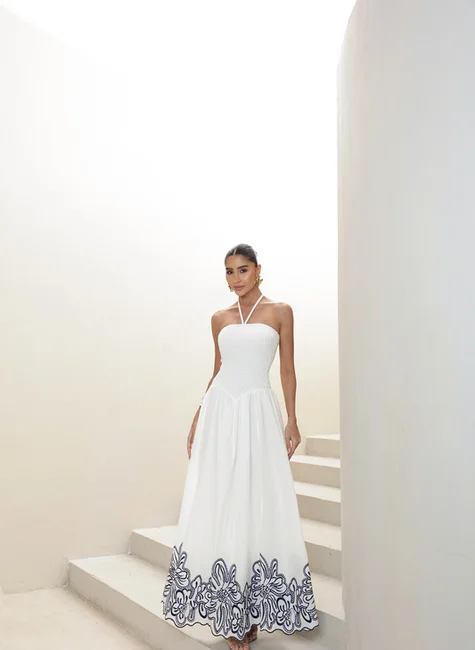 VESTIDO GRAMADO LAISE BARRADO - OFF WHITE