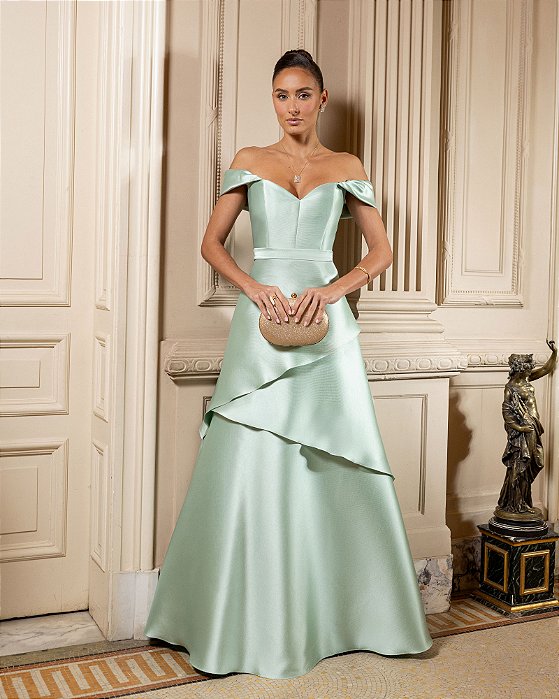 VESTIDO VITÓRIA ZIBELINE OMBRO A OMBRO - VERDE MENTA