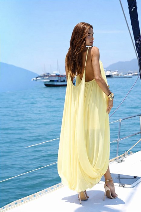 VESTIDO AURORA TRANSPASSE CHIFON - AMARELO