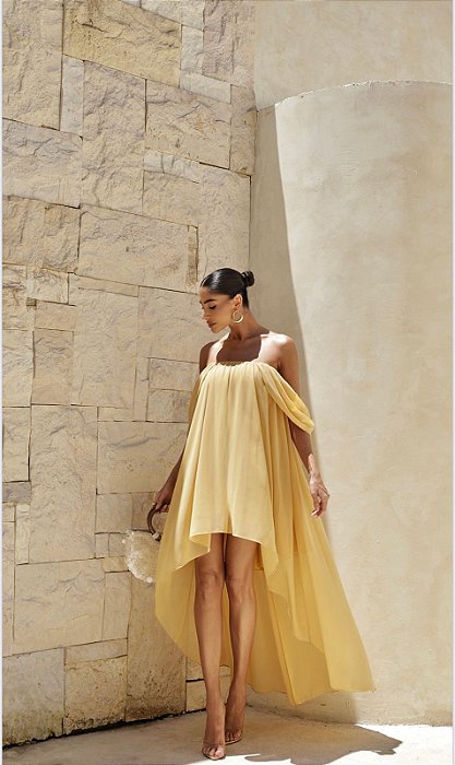 VESTIDO CURTO MULET CIGANINHA JORDANA - MOSTARDA