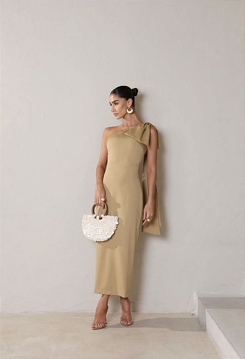 VESTIDO FLÁVIA LONGUETE TUBINHO LAÇO - CAKI