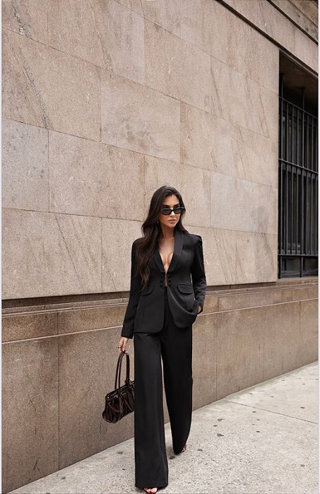 BLAZER OMBRO PREGAS BIANCA - PRETO