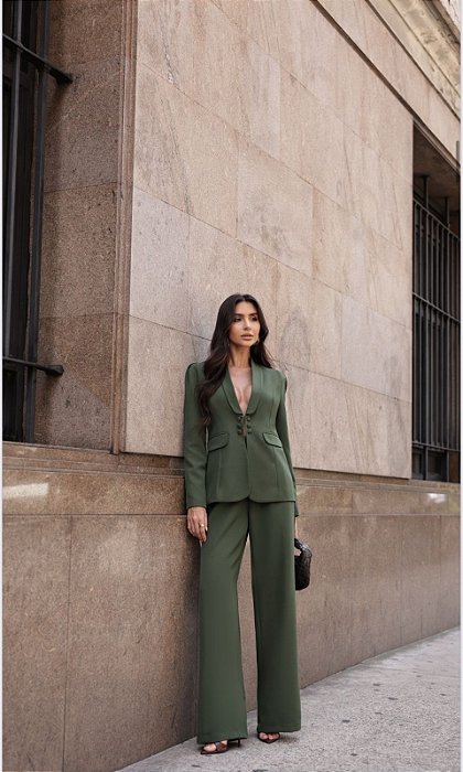 BLAZER OMBRO PREGAS BIANCA - VERDE MILITAR