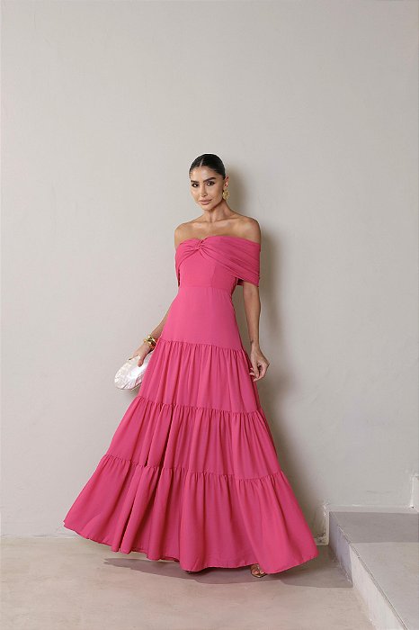 VESTIDO HOLANDA CHIFON OMBRO A OMBRO - PINK