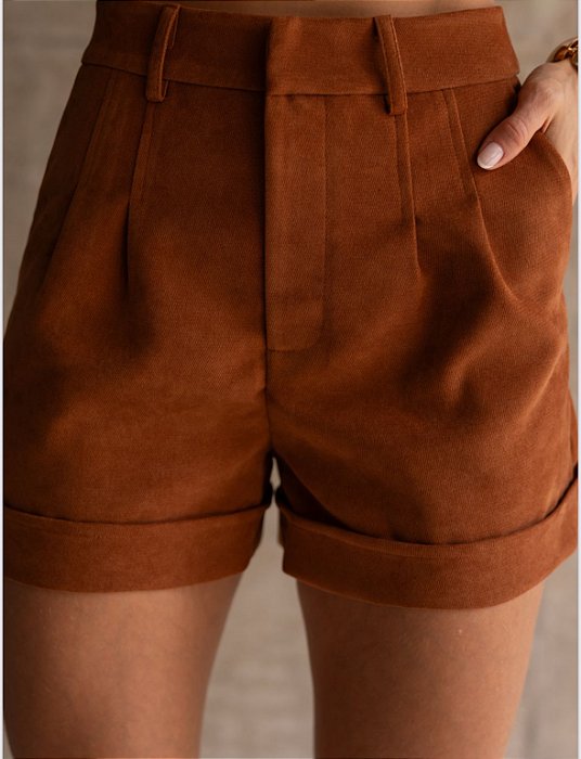SHORTS COTELÊ DENISE - CAMEL