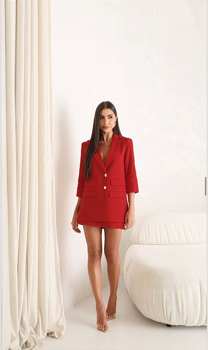 BLAZER MANGA 7/8 ALFAITARIA BÁRBARA - VERMELHO
