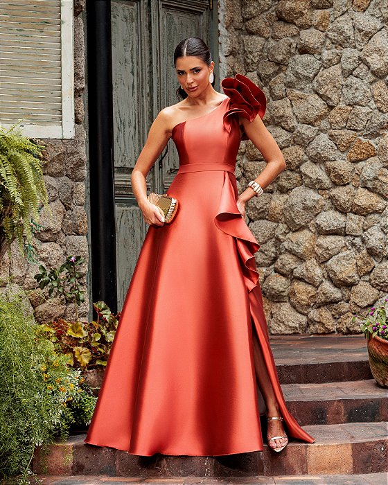 VESTIDO DE FESTA ANTONELLA ZIBELINE - TERRACOTA