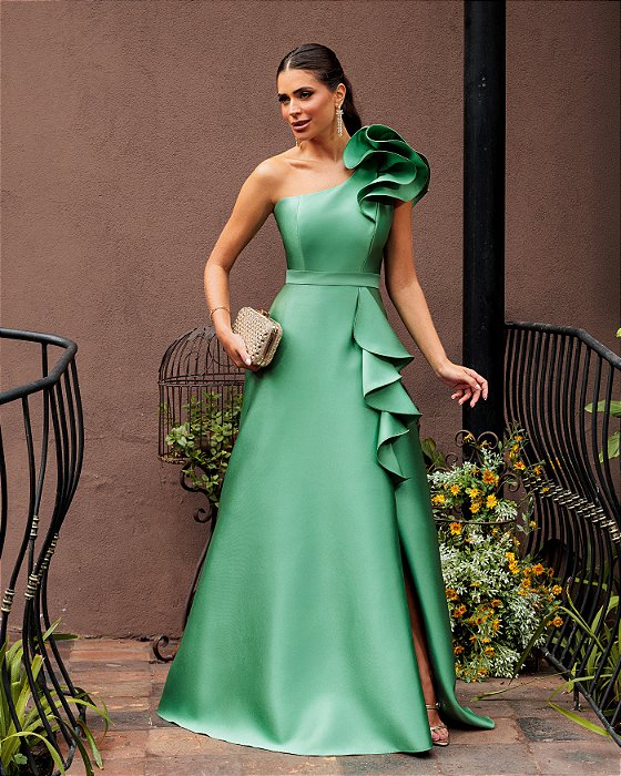 VESTIDO DE FESTA ANTONELLA ZIBELINE - VERDE OLIVA