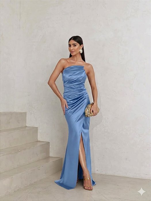 VESTIDO DE FESTA MILÃO T.Q.C. - AZUL SERENITY