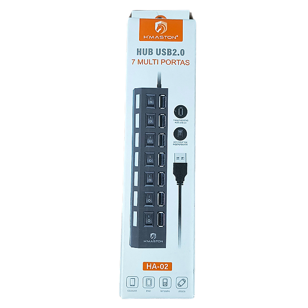 Adaptador Hub USB 7 Portas Com Chave Seletora 2.0 High Hmaston