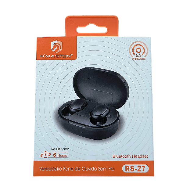 Fones de ouvido sem fio TWS Bluetooth 5.3 H'maston RS27  com microfone