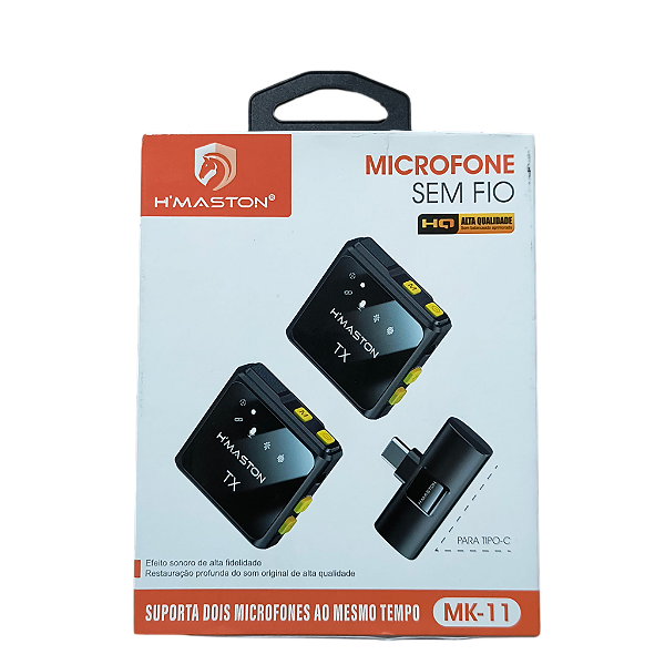 Microfone de Lapela Duplo Sem Fio MK-11 H’ Maston Para TIPO C