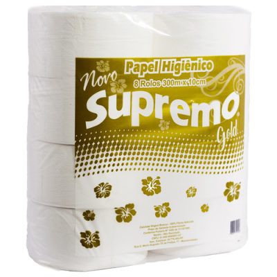 Papel Higiênico Folha Simples Supremo Gold 8x300m
