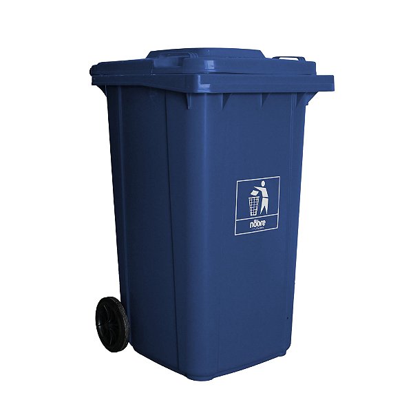 Coletora plastica 240L c/rodas (mod. europeu) azul - Nobre