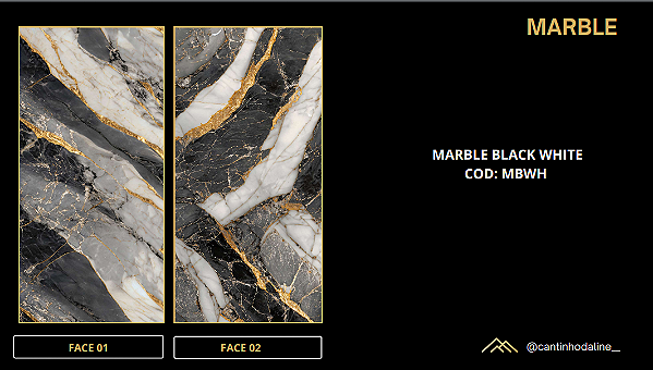 PLACA DE MÁRMORE FLEXÍVEL - MARBLE BLACK WHITE