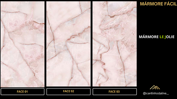 PLACA EFEITO MÁRMORE ONIX LE JOLIE ROSA BRILHO