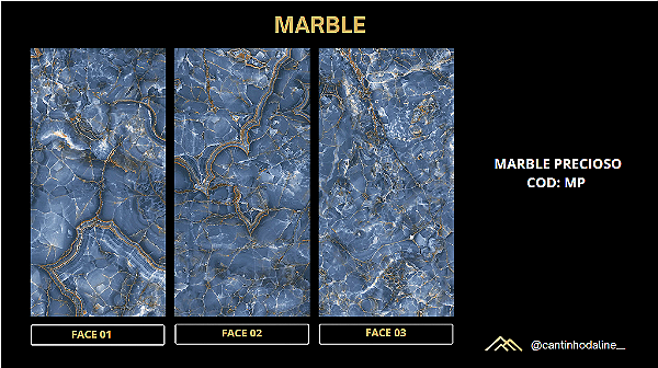 PLACA EFEITO MÁRMORE AZUL PRECIOSO ACETINADO