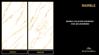 PLACA EFEITO MÁRMORE CALACATA DOURADO ACETINADO