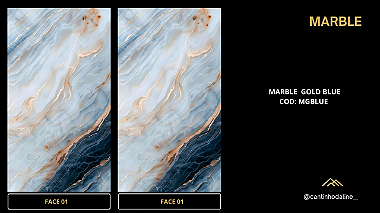 PLACA EFEITO MÁRMORE GOLD BLUE ACETINADO