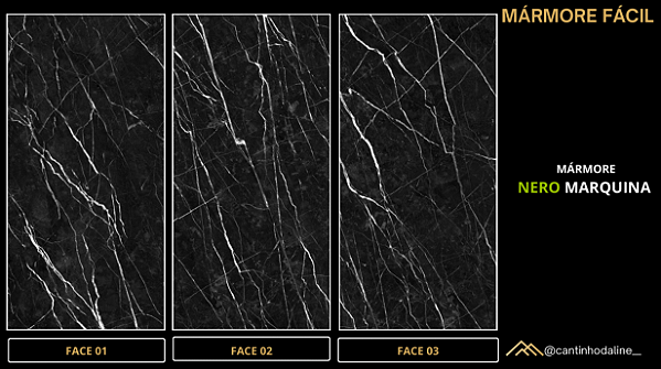 PLACA EFEITO MÁRMORE NERO MARQUINA ACETINADO