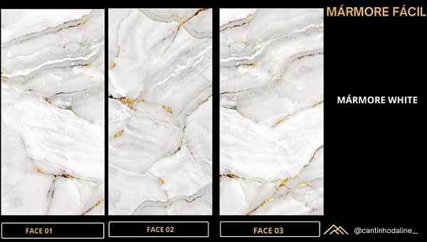 PLACA EFEITO MÁRMORE WHITE ACETINADO