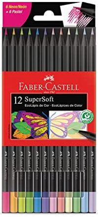 Lápis de cor SuperSoft 12 cores - Neon e Pastel