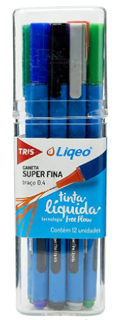 Caneta Super Fina Tris Liqeo - 12 cores