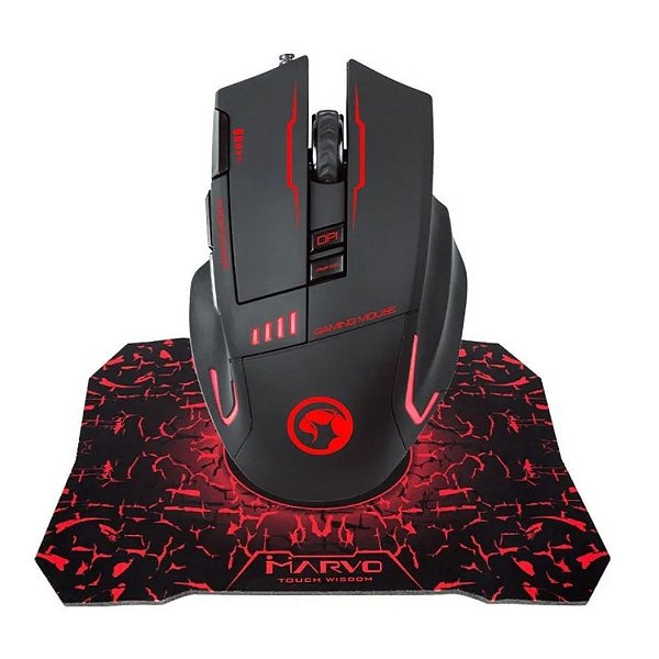 Mouse e Mousepad Gamer Marvo Scorpion G909+G1 3200DPI