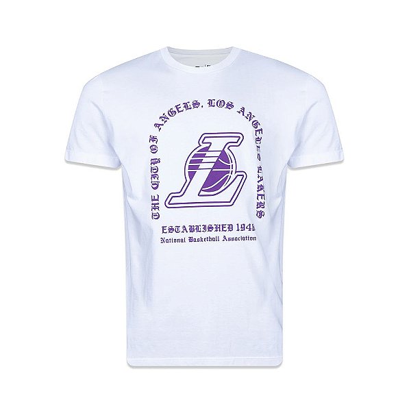 Camiseta New Era Street Gothic Los Angeles Lakers - Branco