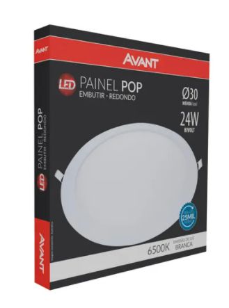 Luminária Paflon LED embutir redondo 30x30 24w 6500k Luz Branca - Avant