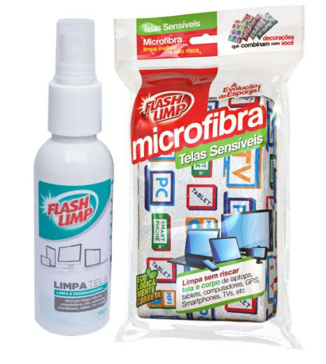 Limpa Telas e 2 Esponjas de Microfibra - Flashlimp