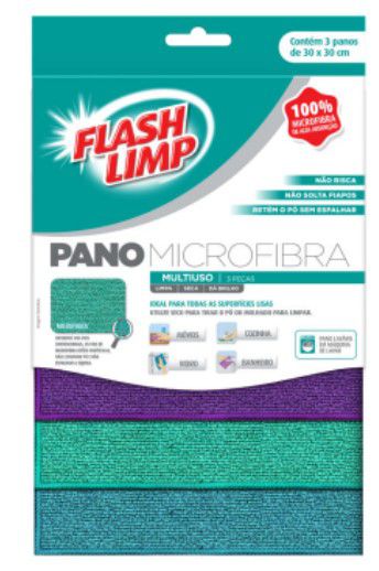 Pano Microfibra Multiuso 3 Pecas - Flashlimp