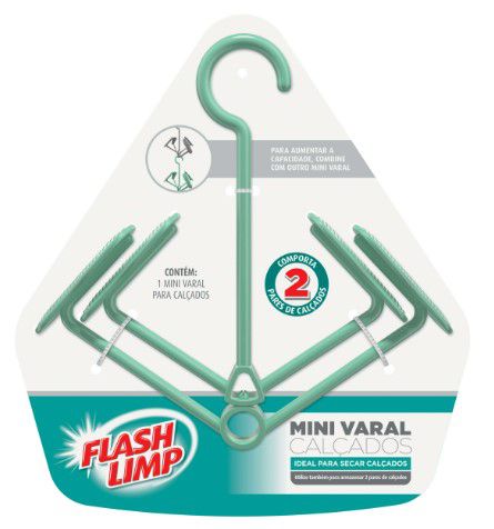 Varal Mini Para Calçados 2 Pares Verde - Flashlimp