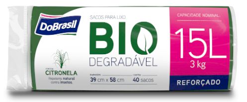 Saco de lixo biodegradável  15 litros 40 sacos - DoBrasil