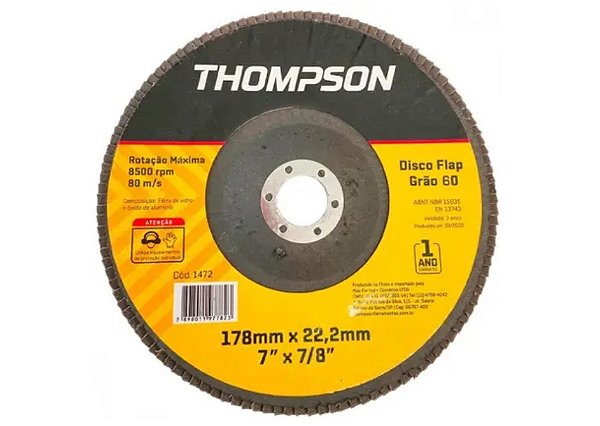 Disco Flap Thompson Grão 60 (180×22,2mm) - 7″