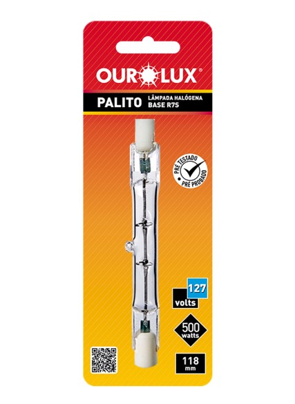 Lâmpada Ourolux Halógena Palito (127V) - 500W