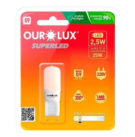 Lâmpada LED G9 (220V) - 2,5W e 2700K