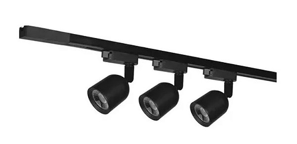 Kit Trilho 3 Lâmpadas Preto (7W) - 3000K