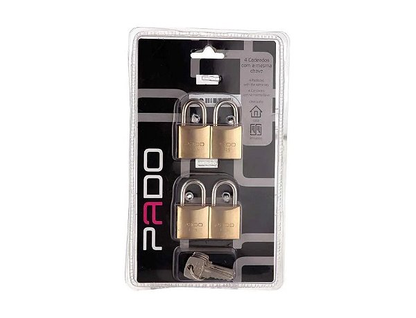 Kit Cadeado (com 4 Chaves Iguais) - 25mm