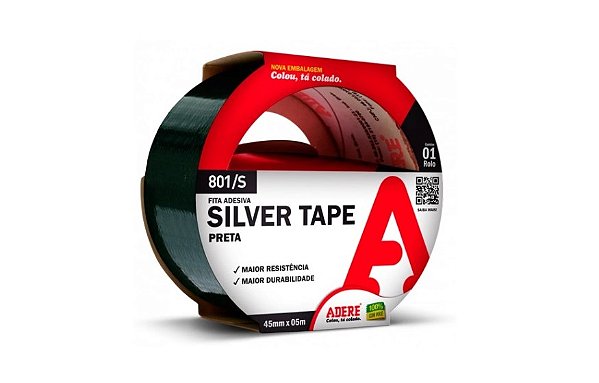 Fita Silver Tape (Preta) - 45mm x 5m
