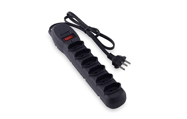 Filtro de Linha Preto (com 6 Tomadas) - Bivolt
