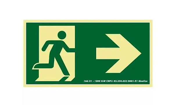 Placa Sinalizadora Fotoluminescente (Seta Reta para Direita) - 30x15cm