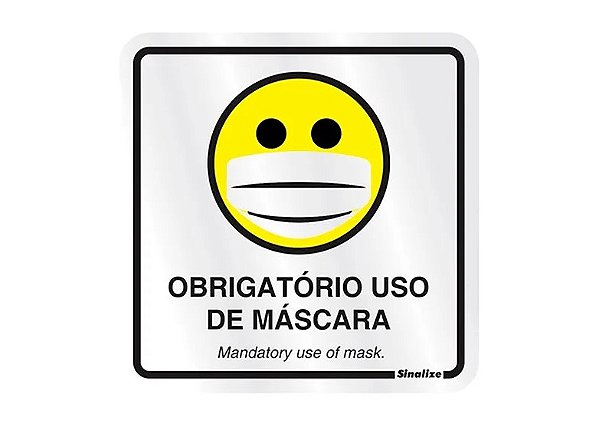 Placa Sinalizadora Port/IN (Obrigatório Uso de Máscara) - 15x15cm